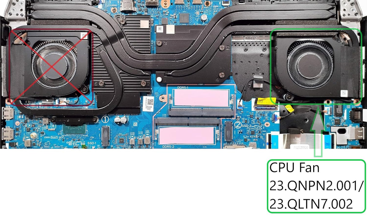 Compatible CPU Fan Acer EG75091S1-C112-S9A, 23.QNPN2.001, Predator Helios Neo 16 PHN16-71, PHN16-72, Predator Helios Neo 18 PHN18-71