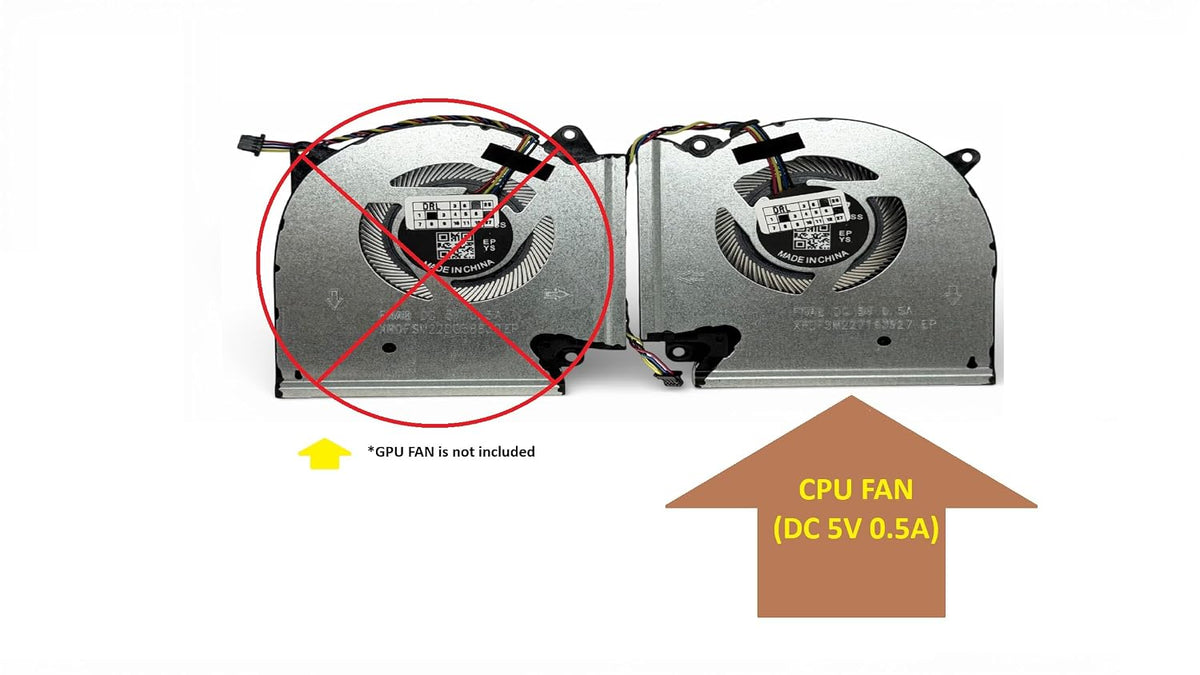 Compatible CPU fan (5V 0.5A) for Asus NS85C59-20G04, NS85C59-21J09, DFS5K221153715, 6033B0093901, 6033B0094101, 6033B0111801, ONLY for G5 13IC IC G5 13IE G513IH G513QC G513QE